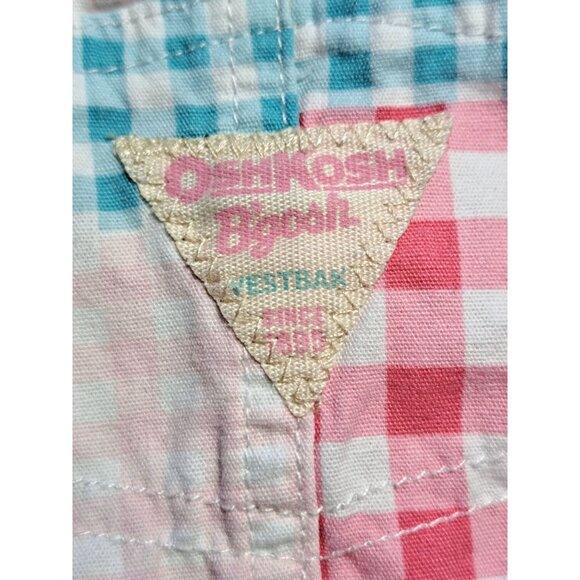 OshKosh BGosh Patchwork Overalls Dress 18M Multicolor Pastel Cotton Toddler Girl - Picture 2 of 8